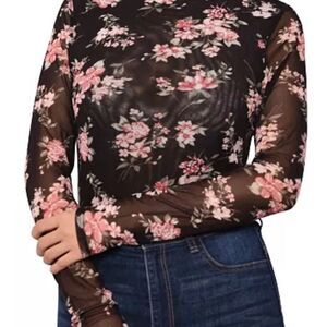 Derek Heart floral sheer thong bodysuit size small